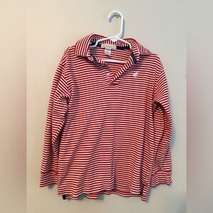The Beaufort Bonnet Company Red and White Striped Long Sleeve Polo Shirt